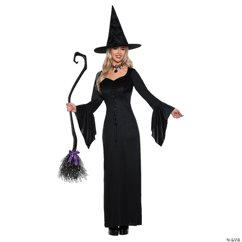 UNDERWRAPS Witch Costume for Women - Enchanting Long Black Witch Dress for Women