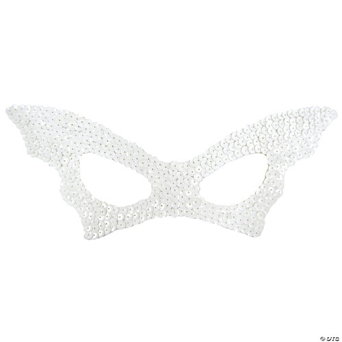 Sequin Bat Mask White