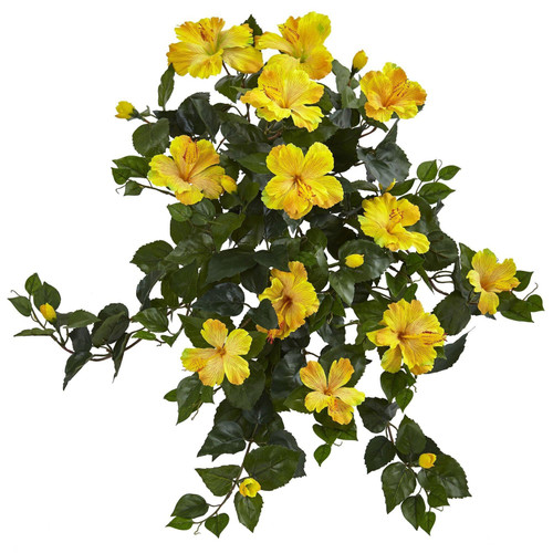 New Nearly Natural 24” Hibiscus Hanging Artificial Plant Set Of 2