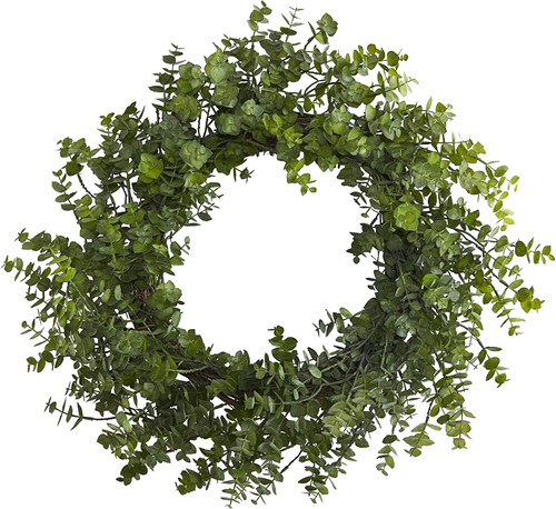 New Nearly Natural 24” Eucalyptus Artificial Wreath