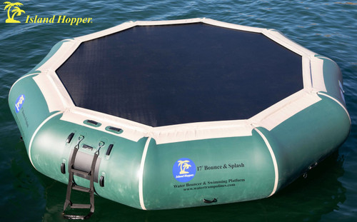 Island Hopper 17' Bounce N Splash Padded Water Bouncer, Natural Green