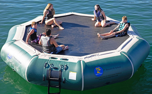 Island Hopper 17' Bounce N Splash Padded Water Bouncer, Natural Green