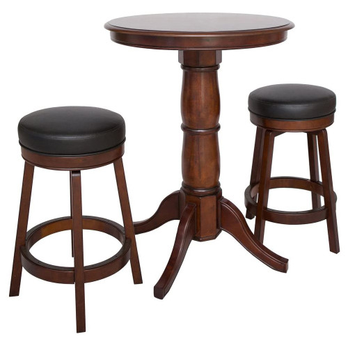 Bluewave Oxford 3- Piece Hardwood Pub Table Set- Walnut Finish