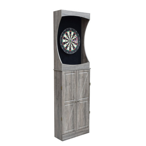 Bluewave Westwood Bristle Rustic Gray Dartboard and Free-Standing Cabinet in 84"