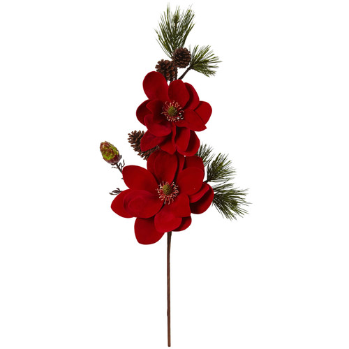 New Nearly Natural 36” Magnolia And Pine Artificial Flower Set Of 2