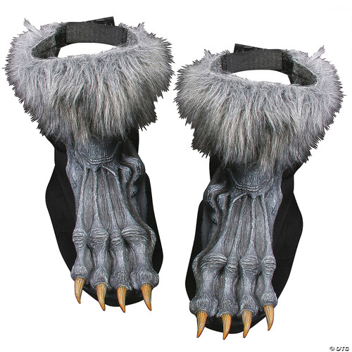 Fun World Unisex-Adult's Silver Werewolf Shoe Covers, Gray, Standard Costume