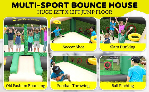 Island Hopper Sports n' Hops Bounce House 12'x12' Indoor Outdoor With Blower