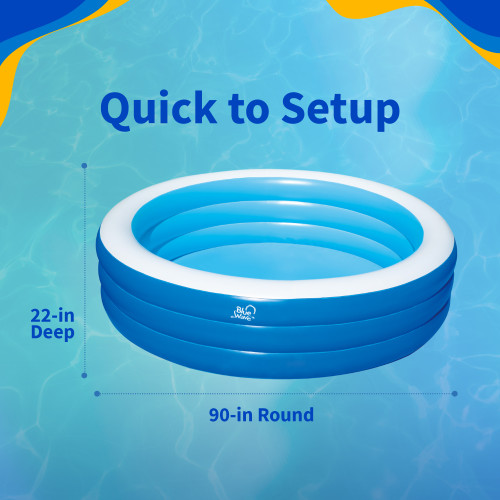 Bluewave Inflatable 7.5' Round 22" Deep Heavy-Gauge PVC Family Pool With Cover