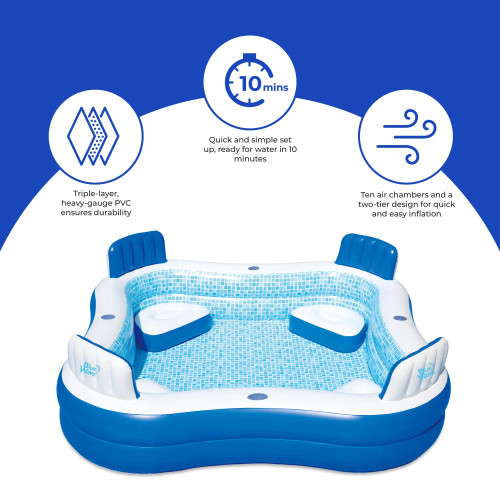 Bluewave Premier Inflatable 88" X 88" Heavy-Gauge PVC 26" Deep Pool With Cover