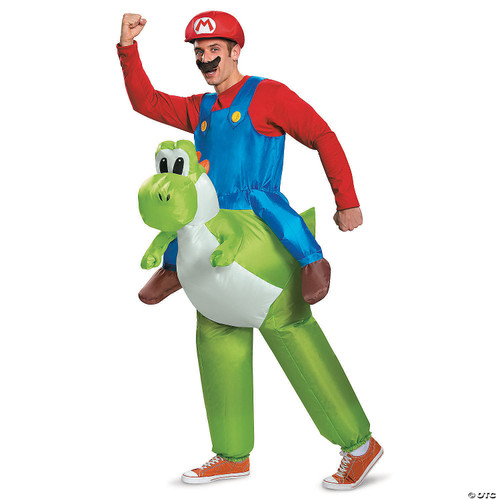Adult Super Mario Bros Mario Ride On Yoshi Inflatable Costume | Video Game