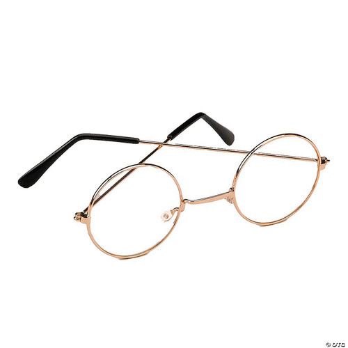 OTC Round Wire Rim Glasses Costume Accessory, Gold, One Size
