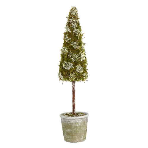 New Nearly Natural 20” Cedar Pine “Natural Look” Tree In Decorative Planter