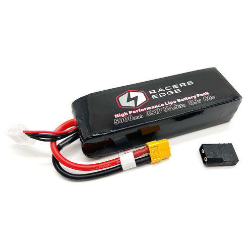 HRP Racers Edge 5000Mah 3S 11.1V 60C Soft Pack Lipo Battery Xt60 W/Trx Adapt