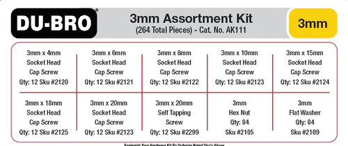 HRP Dubro 3Mm Hardware Assortment Kit 264Pcs HRP Dubro 3Mm Hardware Assortment Kit 264Pcs