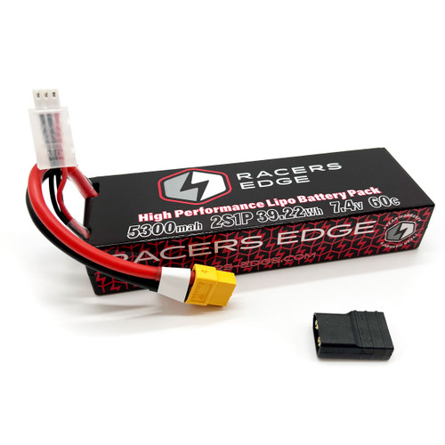 HRP Racers Edge 5300Mah 2S 7.4V 60C Hard Case Lipo Battery Xt60 W/Trx Adapt