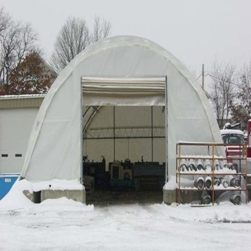 Rhino Shelter Commercial Round Truss Building Style PE Cove White 30'Wx65'Lx15'H