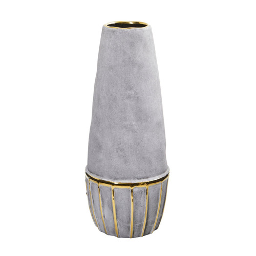 New Nearly Natural 15” Regal Stone Decorative Vase With Gold Accents