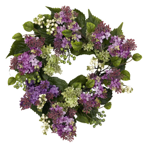 New Nearly Natural 20” Hanel Lilac Wreath