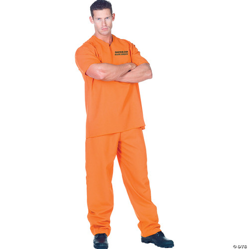 Underwraps Men's Public Offender, Orange, One Size Costume