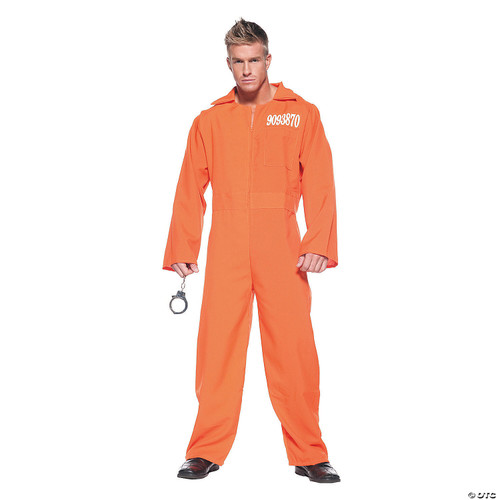 Men's Prisoner Costume - Prison Jumpsuit - One Size Fits Most