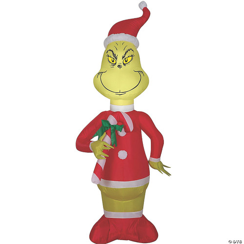 Gemmy 4' Christmas Airblown Inflatable Dr. Seuss Grinch with Candy Cane
