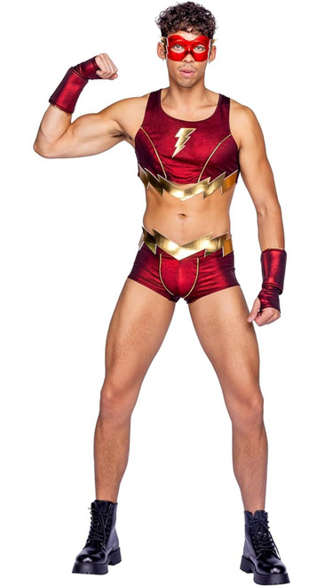 Roma Costume Mens 4Pc Thunderbolt Hero Costume Large Size In Red/Gold