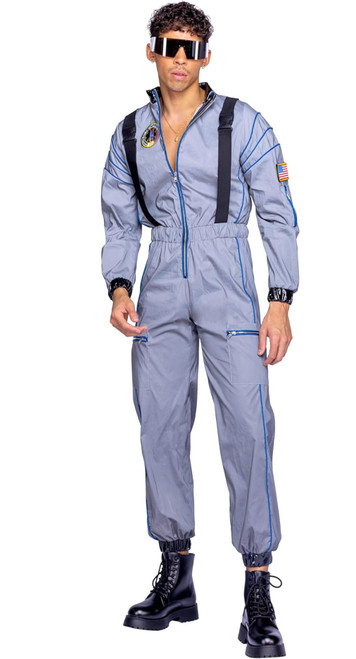 Roma Costume Mens 1Pc Astronaut Hunk Jumpsuit Costume Large Size In Silver