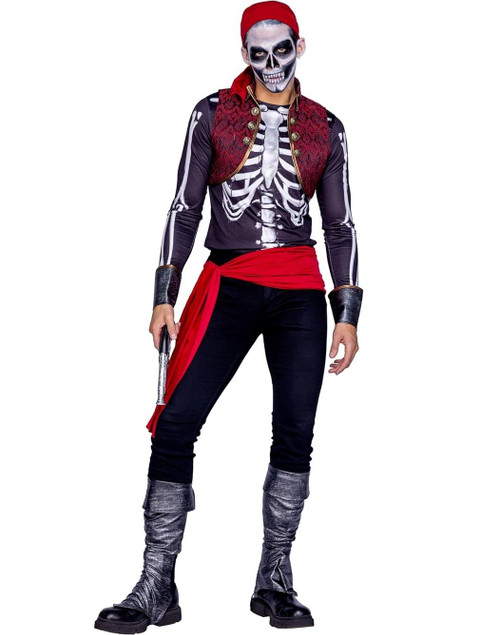 Roma Costume Mens 4Pc Pirates Curse Costume X-Large Size In Black/White