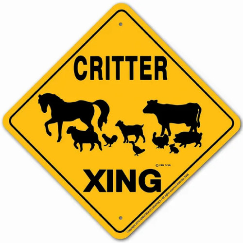 New Epic Animal Critter Barnyard Xing Sign Aluminum
