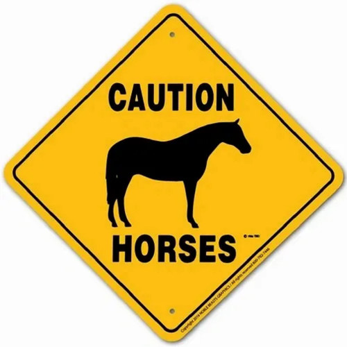 New Epic Animal Caution Horses Sign Aluminum