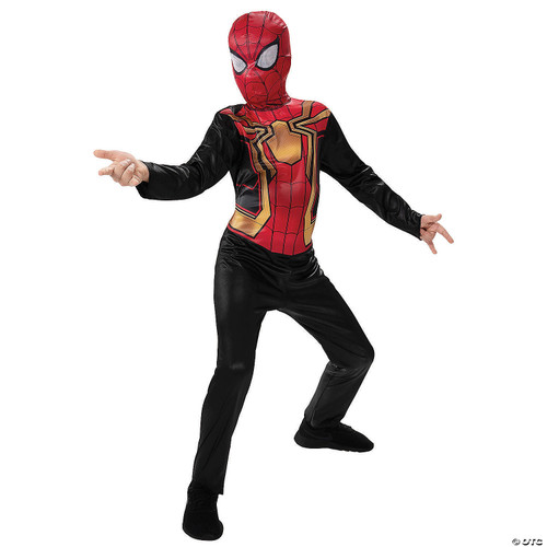 Boy's Spider-Man Integrated Suit Value Costume, Black and Red Spidey Outfit for Halloween, Super Hero Dressup Medium
