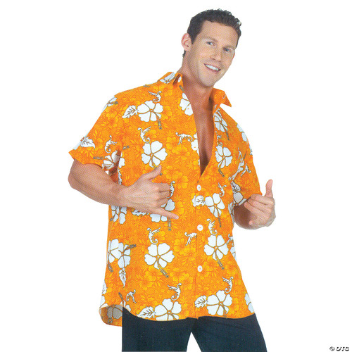Underwraps Men's Hawaiian Shirt-Orange, Extra Large