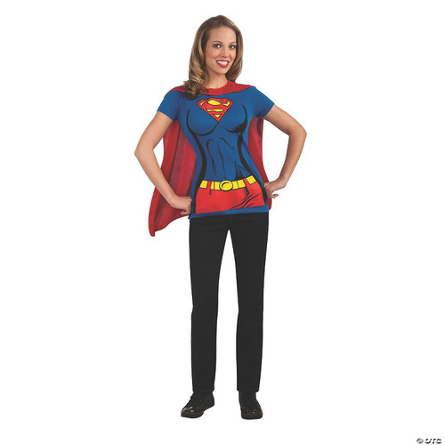 Rubies DC Comics Superheroes: Supergirl Costume T-Shirt With Cape for Adults,