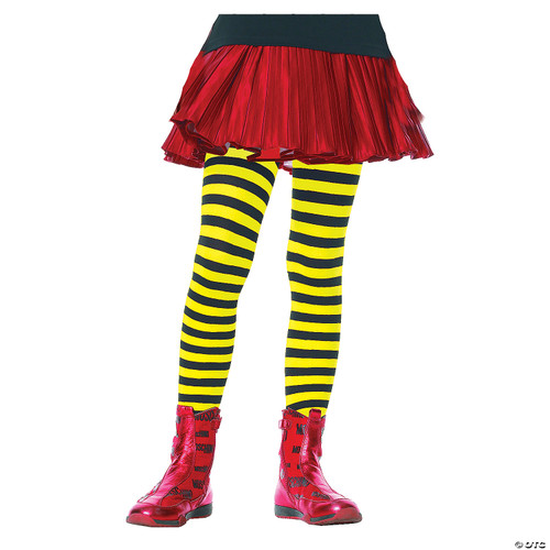 Leg Avenue's Children's Striped Tights, Black/Yellow, Medium