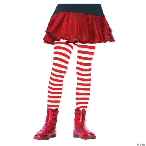 Red and White Striped Tights Child - Large