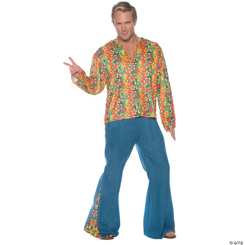 Underwraps Men's 1960s Fun Retro Hippie Costume-Boogie Down, Multi, One Size -