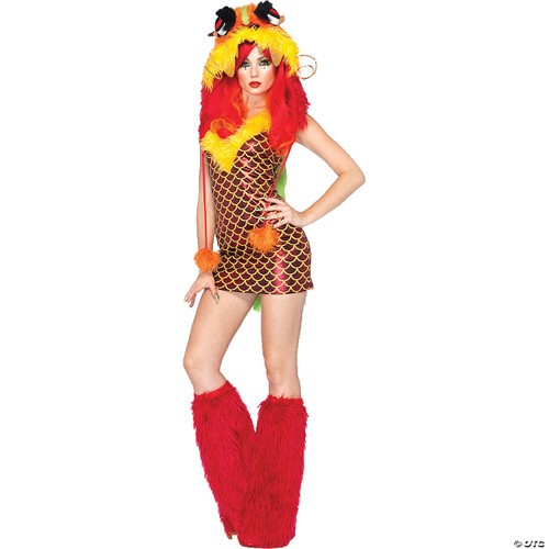 Leg Avenue Women's 2 Piece Emperial Dragon Costume, Red, Small/Medium