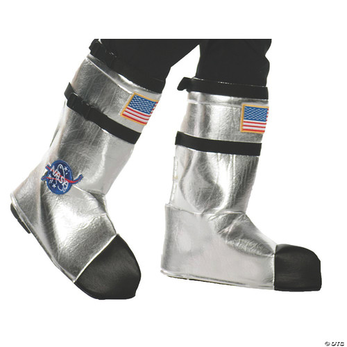 Underwraps Kid's Children's Astronaut Boot Top Covers Costume - Silver Childrens