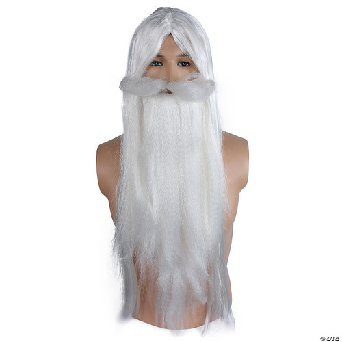 Wizard Wig and Beard Set White