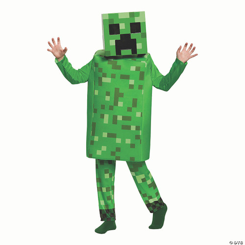 Creeper Deluxe Minecraft Costume, Green, Large (10-12)