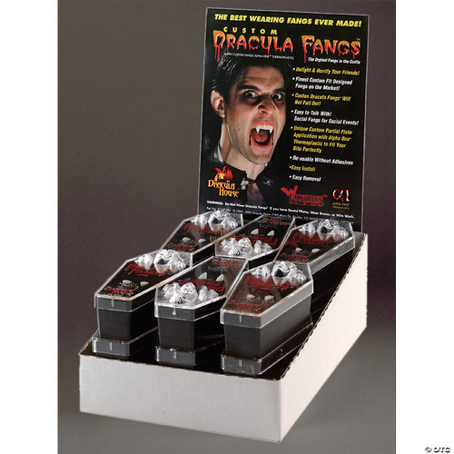Dracula Fangs Display - 12 Pairs - Available In Sizes Large And Medium