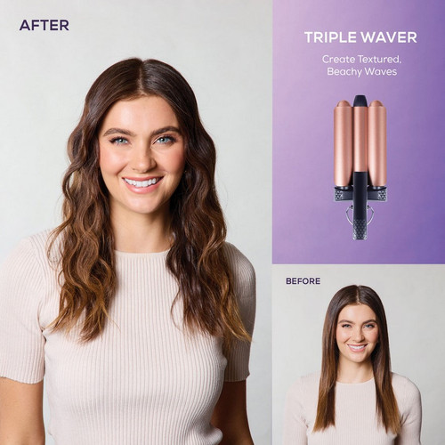 SUTRA 4-in-1 Interchangeable Clipless Curler Set, 3 Curling + Waver Attachments