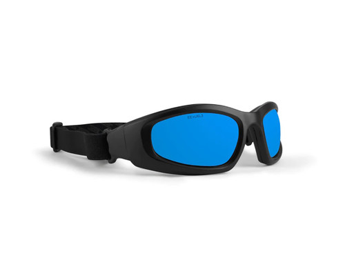 New Epoch Eyewear Goggle Black Frame Blue Mirror Sunglasses