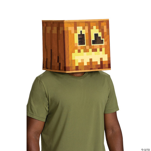 Disguise Jack O'Lantern Block Head Mask, Offiical Minecraft Glow in the Dark