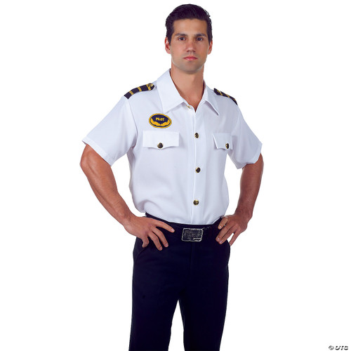 Underwraps Men's Pilot Shirt, White, X-Large Costume