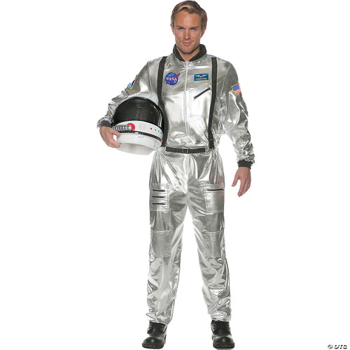 Underwraps Men's Silver Astronaut Jumpsuit Costume, Teen