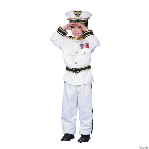 Dress Up America Navy Admiral Costume - White Ship Captain Uniform for kids -