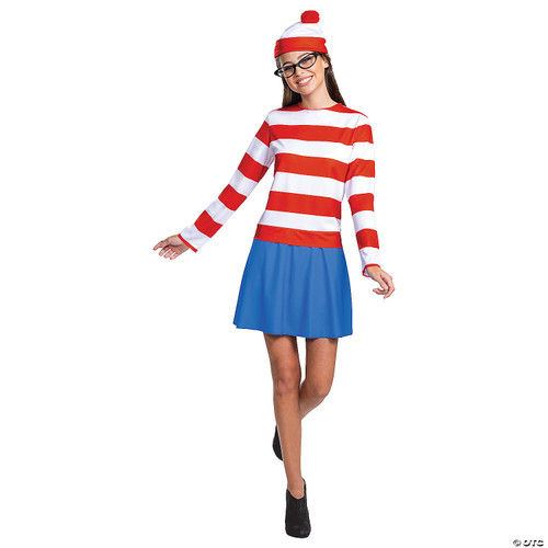 Disguise womens Wenda Wheres Waldo Halloween Costume, Official Wenda Set With