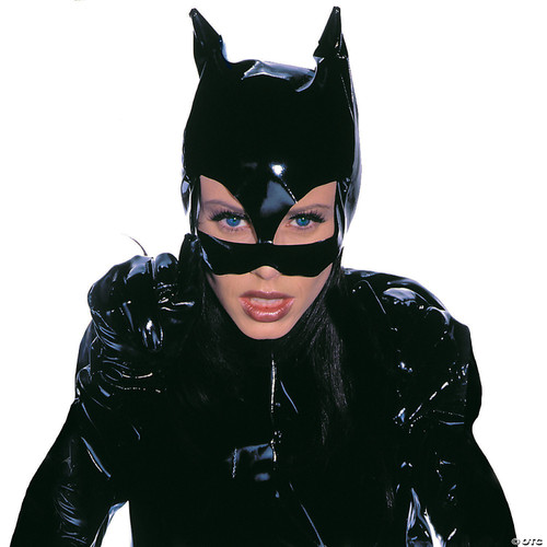 Vinyl Cat Woman Mask Costume Accessory - One Size Fits Most