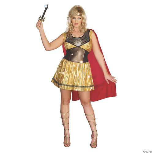 Dreamgirl Women's Golden Gladiator Dress, Gold/Brown, X-Large Costume